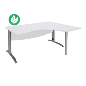 Bureau compact retour à droite Activity Métal - L.160 x P.120 cm - Plateau Blanc - Pieds L Aluminium