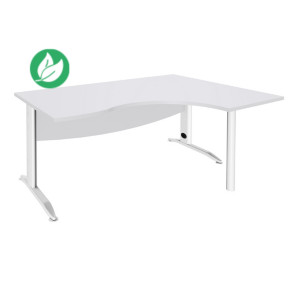 Bureau compact retour à droite Activity Métal - L.160 x P.120 cm - Plateau Blanc - Pieds L Blanc