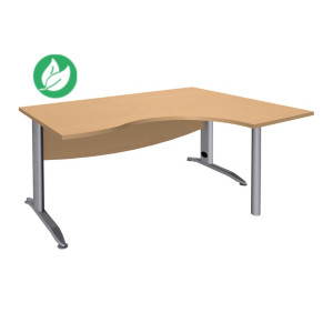 Bureau compact retour à droite Activity Métal - L.160 x P.120 cm - Plateau Hêtre - Pieds L Aluminium Bureau compact retour à droite Activity Métal - L.160 x P.120 cm - Plateau Hêtre - Pieds L Aluminium
