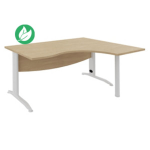 Bureau compact retour à droite Activity Métal 2 - L.160 x P.120 cm - Plateau Chêne clair - Pieds L Blanc Bureau compact retour à droite Activity Métal 2 - L.160 x P.120 cm - Plateau Chêne clair - Pieds L Blanc