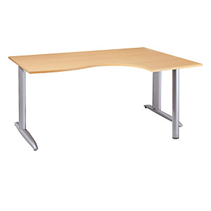 Bureau compact retour Ă droite Actual - L.160 x P.120 cm - Plateau Aluminium - Pieds L Aluminium