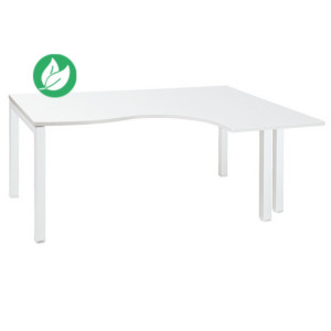 Bureau compact retour à droite Actual - L.160 x P.120 cm - Plateau Blanc - 4 pieds Blanc Bureau compact retour à droite Actual - L.160 x P.120 cm - Plateau Blanc - 4 pieds Blanc