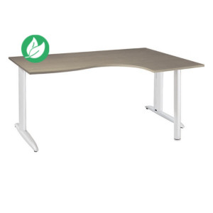 Bureau compact retour à droite Actual - L.160 x P.120 cm - Plateau Chêne grisé - Pieds L Blanc Bureau compact retour à droite Actual - L.160 x P.120 cm - Plateau Chêne grisé - Pieds L Blanc