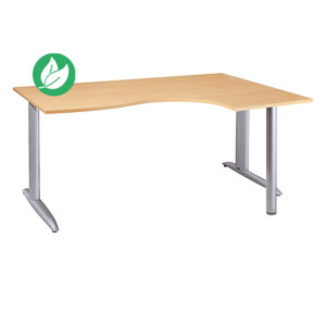 Bureau compact retour à droite Actual - L.160 x P.120 cm - Plateau Chêne - Pieds L Aluminium Bureau compact retour à droite Actual - L.160 x P.120 cm - Plateau Chêne - Pieds L Aluminium