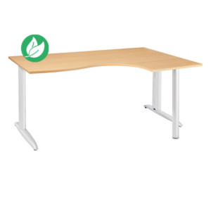 Bureau compact retour à droite Actual - L.160 x P.120 cm - Plateau Chêne - Pieds L Blanc Bureau compact retour à droite Actual - L.160 x P.120 cm - Plateau Chêne - Pieds L Blanc