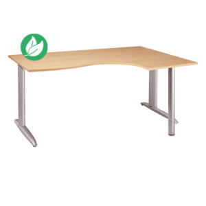 Bureau compact retour à droite Actual - L.160 x P.120 cm - Plateau Hêtre - Pieds L Aluminium Bureau compact retour à droite Actual - L.160 x P.120 cm - Plateau Hêtre - Pieds L Aluminium