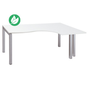 Bureau compact retour à droite Actual - L.180 x P.120 cm - Plateau Blanc - 4 pieds Aluminium Bureau compact retour à droite Actual - L.180 x P.120 cm - Plateau Blanc - 4 pieds Aluminium