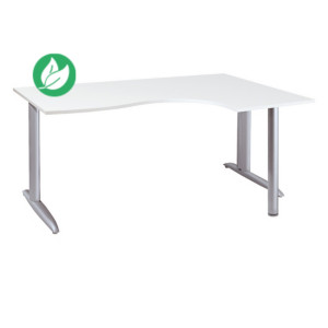 Bureau compact retour à droite Actual - L.180 x P.120 cm - Plateau Blanc - Pieds L Aluminium Bureau compact retour à droite Actual - L.180 x P.120 cm - Plateau Blanc - Pieds L Aluminium