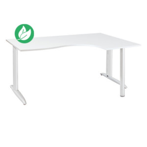 Bureau compact retour à droite Actual - L.180 x P.120 cm - Plateau Blanc - Pieds L Blanc