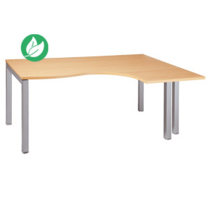 Bureau compact retour à droite Actual - L.180 x P.120 cm - Plateau Chêne - 4 pieds Aluminium Bureau compact retour à droite Actual - L.180 x P.120 cm - Plateau Chêne - 4 pieds Aluminium