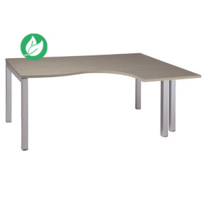 Bureau compact retour à droite Actual - L.180 x P.120 cm - Plateau Chêne grisé - 4 pieds Métal Aluminium Bureau compact retour à droite Actual - L.180 x P.120 cm - Plateau Chêne grisé - 4 pieds Métal Aluminium