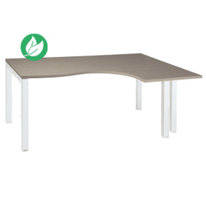 Bureau compact retour à droite Actual - L.180 x P.120 cm - Plateau Chêne grisé - 4 pieds Métal Blanc Bureau compact retour à droite Actual - L.180 x P.120 cm - Plateau Chêne grisé - 4 pieds Métal Blanc