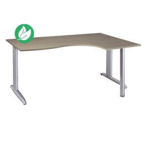 Bureau compact retour à droite Actual - L.180 x P.120 cm - Plateau Chêne grisé - Pieds L Aluminium Bureau compact retour à droite Actual - L.180 x P.120 cm - Plateau Chêne grisé - Pieds L Aluminium