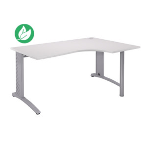 Bureau compact retour à droite Biospace - L.160 x P.110 cm - Plateau Blanc - Pieds Aluminium - Embases Aluminium Bureau compact retour à droite Biospace - L.160 x P.110 cm - Plateau Blanc - Pieds Aluminium - Embases Aluminium