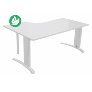 Bureau compact retour à droite Biospace - L.160 x P.110 cm - Plateau Blanc - Pieds Blanc - Embases Blanc Bureau compact retour à droite Biospace - L.160 x P.110 cm - Plateau Blanc - Pieds Blanc - Embases Blanc