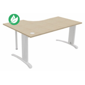 Bureau compact retour à droite Biospace - L.160 x P.110 cm - Plateau Chêne - Pieds Blanc - Embases Blanc Bureau compact retour à droite Biospace - L.160 x P.110 cm - Plateau Chêne - Pieds Blanc - Embases Blanc