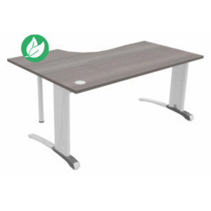 Bureau compact retour à droite Biospace - L.160 x P.110 cm - Plateau Cèdre - Pieds Blanc - Embases Aluminium Bureau compact retour à droite Biospace - L.160 x P.110 cm - Plateau Cèdre - Pieds Blanc - Embases Aluminium