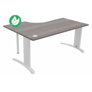 Bureau compact retour à droite Biospace - L.160 x P.110 cm - Plateau Cèdre - Pieds Blanc - Embases Blanc Bureau compact retour à droite Biospace - L.160 x P.110 cm - Plateau Cèdre - Pieds Blanc - Embases Blanc