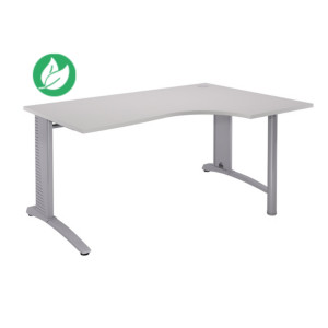 Bureau compact retour à droite Biospace - L.160 x P.110 cm - Plateau Gris - Pieds Aluminium - Embases Aluminium Bureau compact retour à droite Biospace - L.160 x P.110 cm - Plateau Gris - Pieds Aluminium - Embases Aluminium