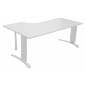 Bureau compact retour Ă droite Biospace - L.180 x P.110 cm - Plateau Blanc - Pieds Blanc - Embases B