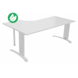 Bureau compact retour à droite Biospace - L.180 x P.110 cm - Plateau Blanc - Pieds Blanc - Embases Blanc Bureau compact retour à droite Biospace - L.180 x P.110 cm - Plateau Blanc - Pieds Blanc - Embases Blanc