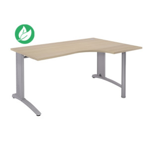 Bureau compact retour à droite Biospace - L.180 x P.110 cm - Plateau Chêne - Pieds Aluminium - Embases Aluminium Bureau compact retour à droite Biospace - L.180 x P.110 cm - Plateau Chêne - Pieds Aluminium - Embases Aluminium