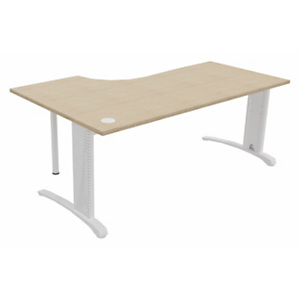 Bureau compact retour Ă droite Biospace - L.180 x P.110 cm - Plateau ChĂŞne - Pieds Blanc - Embases B