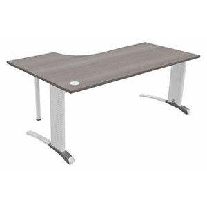 Bureau compact retour à droite Biospace - L.180 x P.110 cm - Plateau Cèdre - Pieds Blanc - Embases A