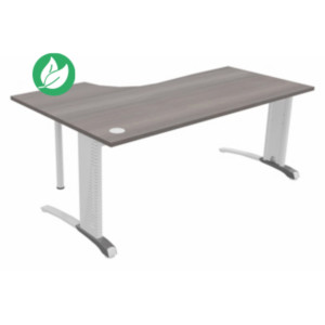 Bureau compact retour à droite Biospace - L.180 x P.110 cm - Plateau Cèdre - Pieds Blanc - Embases Aluminium Bureau compact retour à droite Biospace - L.180 x P.110 cm - Plateau Cèdre - Pieds Blanc - Embases Aluminium
