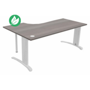 Bureau compact retour à droite Biospace - L.180 x P.110 cm - Plateau Cèdre - Pieds Blanc - Embases Blanc Bureau compact retour à droite Biospace - L.180 x P.110 cm - Plateau Cèdre - Pieds Blanc - Embases Blanc