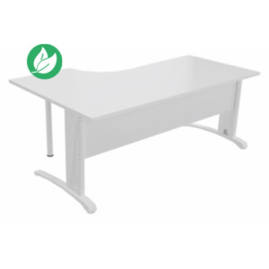 Bureau compact retour à droite Biospace avec voile de fond - L.180 x P.110 cm - Plateau Blanc - Pieds Blanc - Embases Blanc Bureau compact retour à droite Biospace avec voile de fond - L.180 x P.110 cm - Plateau Blanc - Pieds Blanc - Embases Blanc