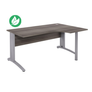 Bureau compact retour à droite Biospace avec voile de fond - L.180 x P.110 cm - Plateau Cèdre - Pieds Aluminium - Embases Aluminium Bureau compact retour à droite Biospace avec voile de fond - L.180 x P.110 cm - Plateau Cèdre - Pieds Aluminium - Embases Aluminium