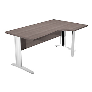Bureau compact retour à droite Pronto Prestige - L.160 x P.100 cm - Plateau Cendre - Pieds L Blanc Bureau compact retour à droite Pronto Prestige - L.160 x P.100 cm - Plateau Cendre - Pieds L Blanc
