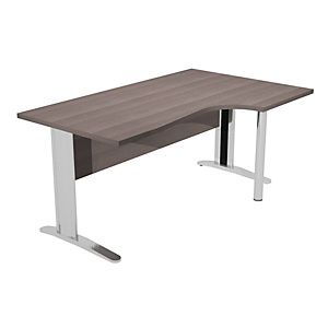 Bureau compact retour à droite Pronto Prestige - L.160 x P.100 cm - Plateau Cendre - Pieds L Chrome Bureau compact retour à droite Pronto Prestige - L.160 x P.100 cm - Plateau Cendre - Pieds L Chrome