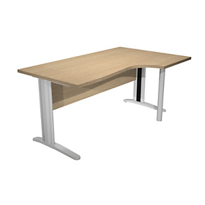 Bureau compact retour à droite Pronto Prestige - L.160 x P.100 cm - Plateau Chêne - Pieds L Chrome Bureau compact retour à droite Pronto Prestige - L.160 x P.100 cm - Plateau Chêne - Pieds L Chrome