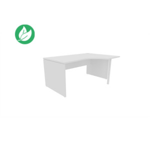 Bureau compact retour à droite Évolution - L.160 x P.110 cm - Plateau Blanc - Pieds pleins Blanc Bureau compact retour à droite Évolution - L.160 x P.110 cm - Plateau Blanc - Pieds pleins Blanc