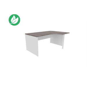 Bureau compact retour à droite Évolution - L.160 x P.110 cm - Plateau Cèdre - Pieds pleins Blanc Bureau compact retour à droite Évolution - L.160 x P.110 cm - Plateau Cèdre - Pieds pleins Blanc