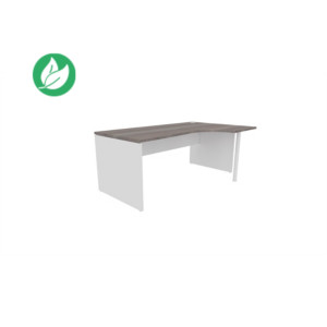Bureau compact retour à droite Évolution - L.180 x P.110 cm - Plateau Cèdre - Pieds pleins Blanc Bureau compact retour à droite Évolution - L.180 x P.110 cm - Plateau Cèdre - Pieds pleins Blanc