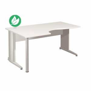 Bureau compact retour à gauche Activity - L.160 x P.120 cm - Plateau Blanc - Pieds L Aluminium Bureau compact retour à gauche Activity - L.160 x P.120 cm - Plateau Blanc - Pieds L Aluminium