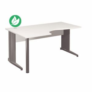 Bureau compact retour à gauche Activity - L.160 x P.120 cm - Plateau Blanc - Pieds L Anthracite Bureau compact retour à gauche Activity - L.160 x P.120 cm - Plateau Blanc - Pieds L Anthracite