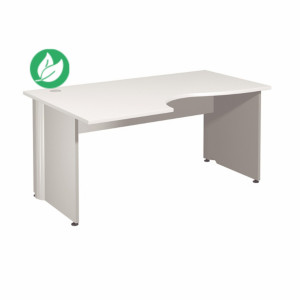 Bureau compact retour à gauche Activity - L.160 x P.120 cm - Plateau Blanc - Pieds pleins Aluminium