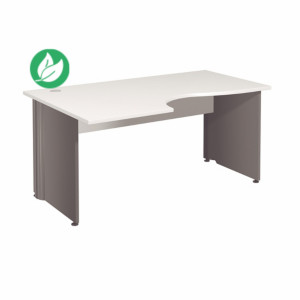 Bureau compact retour à gauche Activity - L.160 x P.120 cm - Plateau Blanc - Pieds pleins Anthracite