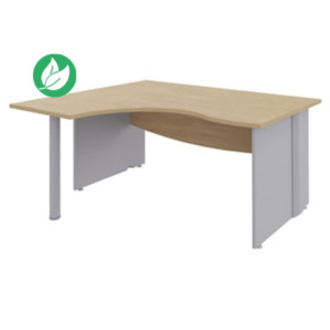 Bureau compact retour à gauche Activity - L.160 x P.120 cm - Plateau Chêne clair - Pieds pleins Aluminium Bureau compact retour à gauche Activity - L.160 x P.120 cm - Plateau Chêne clair - Pieds pleins Aluminium
