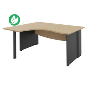 Bureau compact retour à gauche Activity - L.160 x P.120 cm - Plateau Chêne clair - Pieds pleins Anthracite