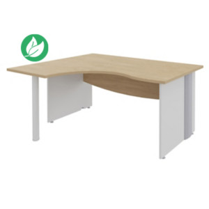 Bureau compact retour à gauche Activity - L.160 x P.120 cm - Plateau Chêne clair - Pieds pleins Blanc Bureau compact retour à gauche Activity - L.160 x P.120 cm - Plateau Chêne clair - Pieds pleins Blanc
