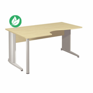 Bureau compact retour à gauche Activity - L.160 x P.120 cm - Plateau Hêtre - Pieds L Blanc Bureau compact retour à gauche Activity - L.160 x P.120 cm - Plateau Hêtre - Pieds L Blanc