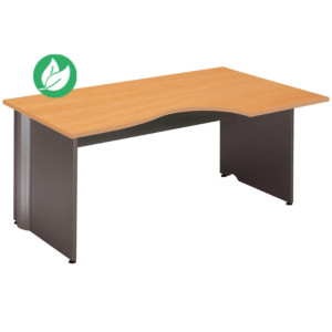 Bureau compact retour à gauche Activity - L.160 x P.120 cm - Plateau Hêtre - Pieds pleins Anthracite Bureau compact retour à gauche Activity - L.160 x P.120 cm - Plateau Hêtre - Pieds pleins Anthracite