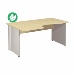 Bureau compact retour à gauche Activity - L.160 x P.120 cm - Plateau Hêtre - Pieds pleins Blanc Bureau compact retour à gauche Activity - L.160 x P.120 cm - Plateau Hêtre - Pieds pleins Blanc