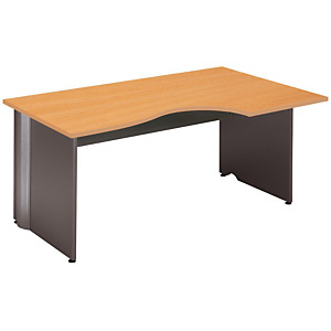 Bureau compact retour à gauche Activity 2 - L.160 x P.120 cm - Plateau Hêtre - Pieds pleins Anthracite Bureau compact retour à gauche Activity 2 - L.160 x P.120 cm - Plateau Hêtre - Pieds pleins Anthracite