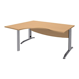 Bureau compact retour à gauche Activity Métal 2 - L.160 x P.120 cm - Plateau Hêtre - Pieds L Aluminium Bureau compact retour à gauche Activity Métal 2 - L.160 x P.120 cm - Plateau Hêtre - Pieds L Aluminium